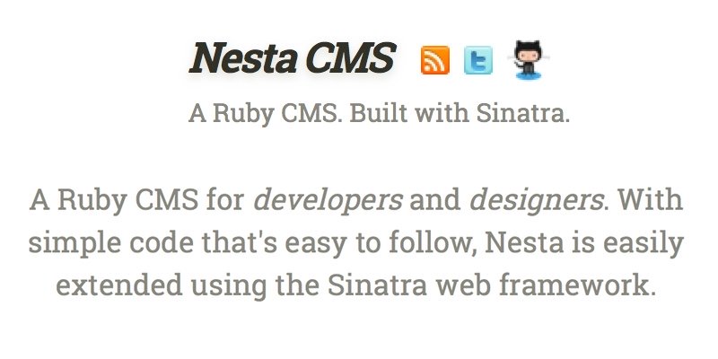 Nesta is a Ruby CMS for developers and designers.